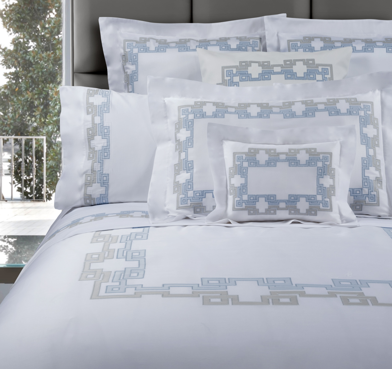 Carrara Embroidery Bedding | Dea Fine Linens Duvets, Sheets, Shams