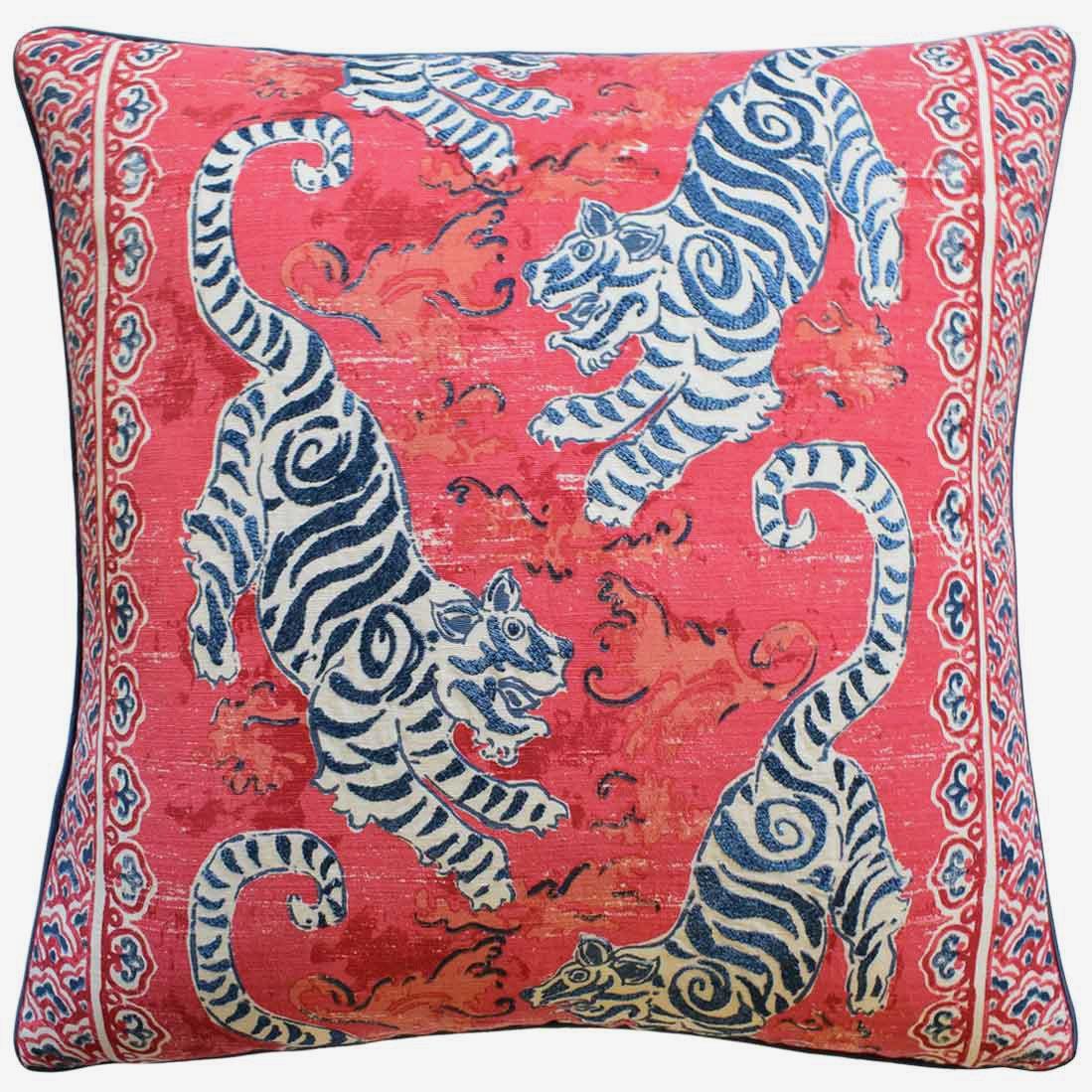 Bongol Print Poppy Tiger Throw Pillow | Ryan Studio at Fig Linens