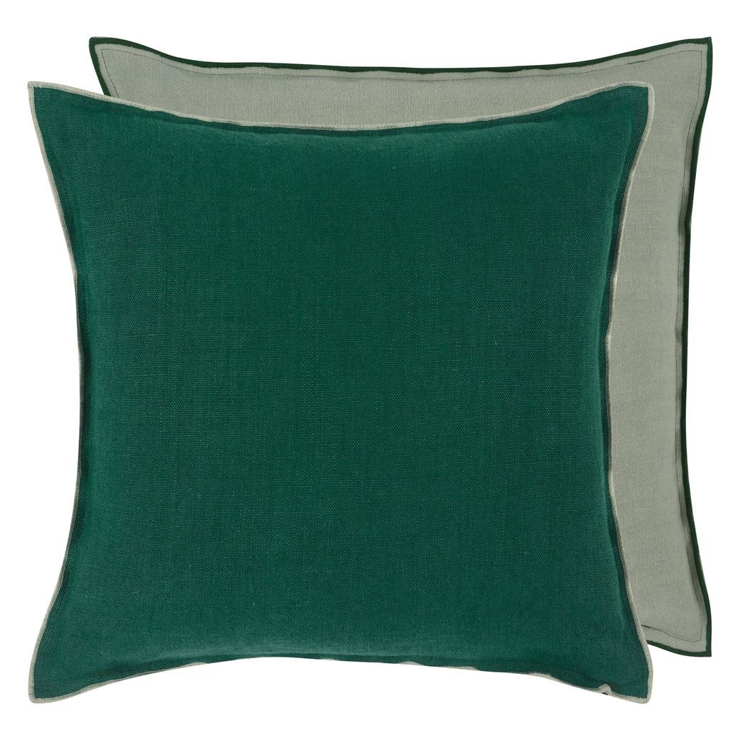 Fig Linens - Brera Lino Ivy &amp; Jade Decorative Pillow by Designers Guild 