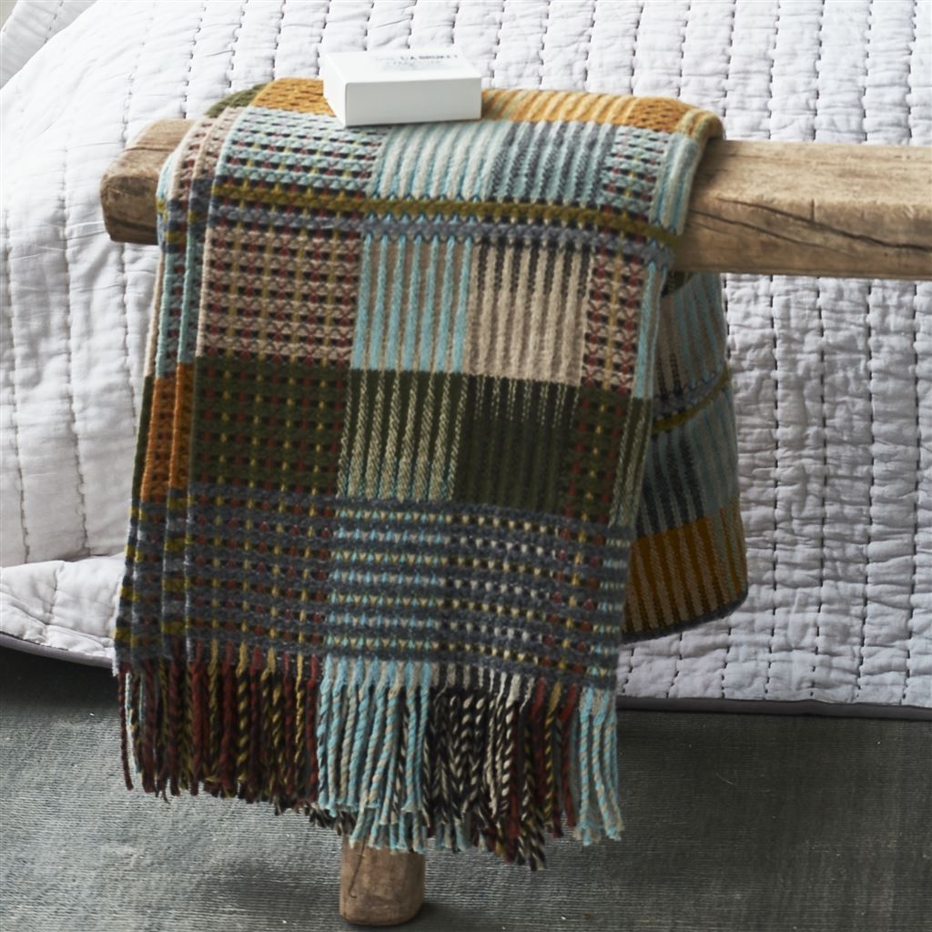 Lifestyle -Tasara Ochre Woven Throw by Designers Guild | Fig Linens 