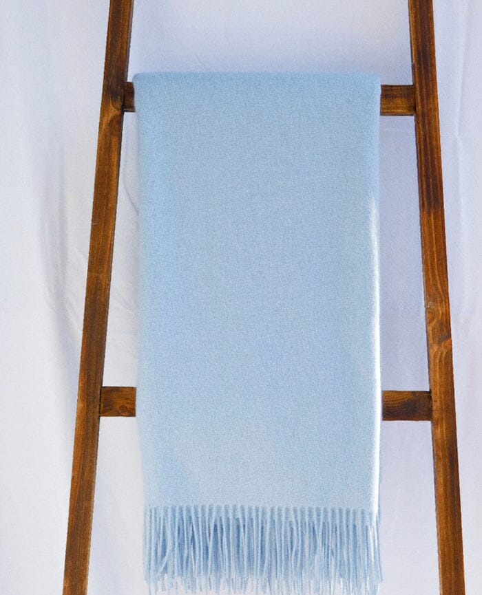 Alashan Cashmere - Wool Blend Classic Throw - Fig Linens and Home - Haze Blue Throw Blanket