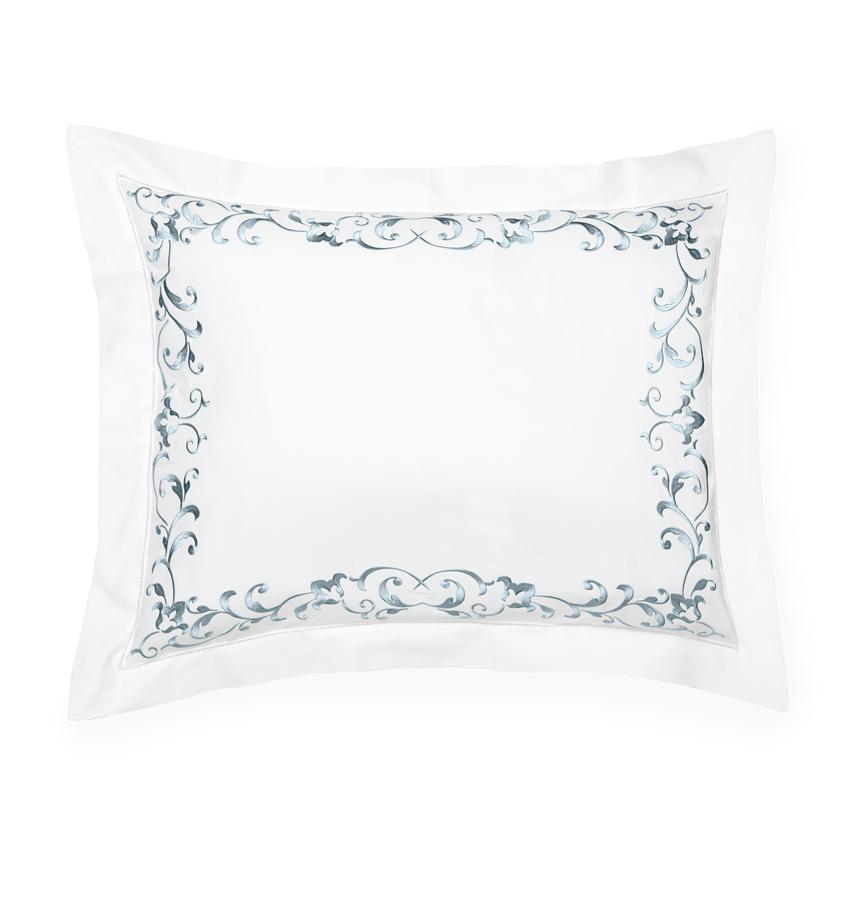 Fig Linens - Griante White and Storm Sham by Sferra