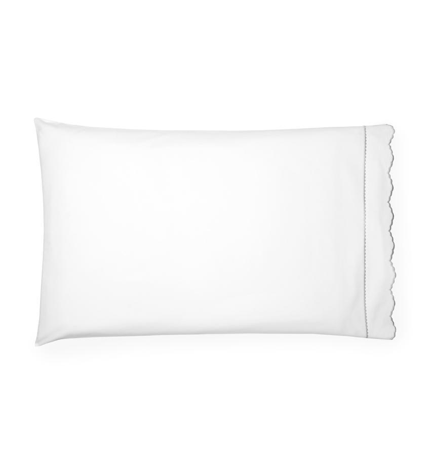 Fig Linens - Pettine White and Tin Pillowcase by Sferra
