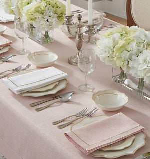 Reece Petal & Gold Tablecloth and Seaton Napkins by Sferra | Fig Linens and Home