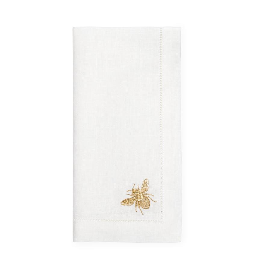 Bombo White and Gold Linen Napkins by Sferra - Fig Linens