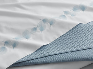 Bedding - Feather Sheet Shown with Basketweave Coverlet - Matouk at Fig Linens