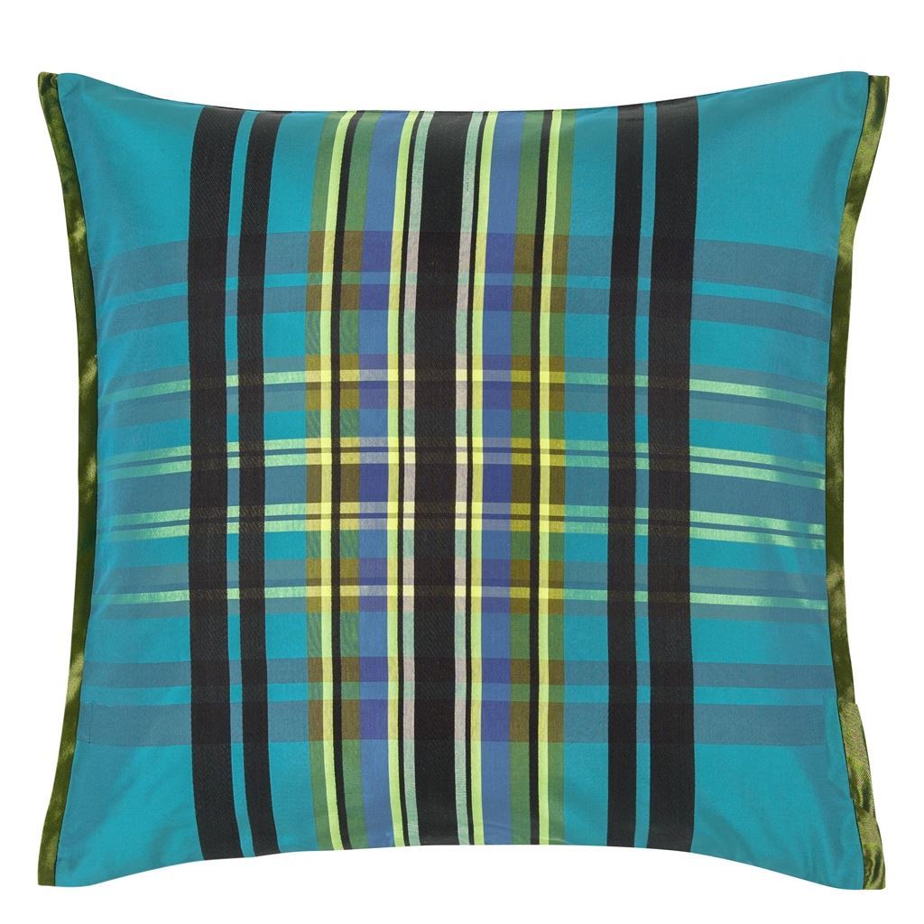 Front - Chennai Azure Silk Decorative Pillow by Designers Guild - Fig Linens