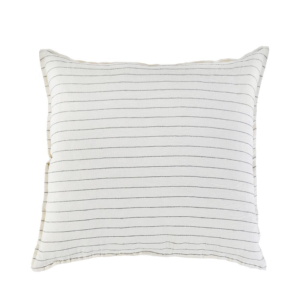 Fig Linens - Pom Pom at Home - Blake Cream and Grey euro pillow