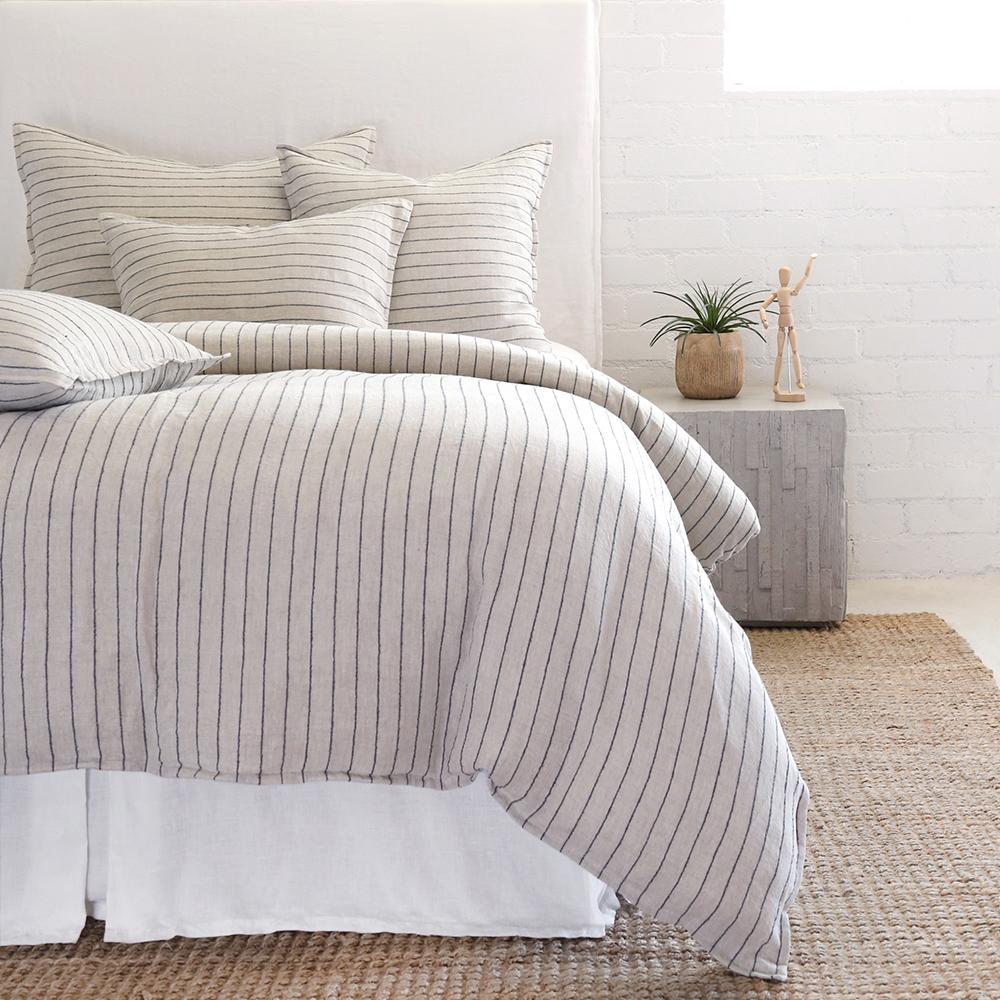 Pom Pom at  Home - Blake Flax & Midnight Linen Duvet Collection | Fig Linens