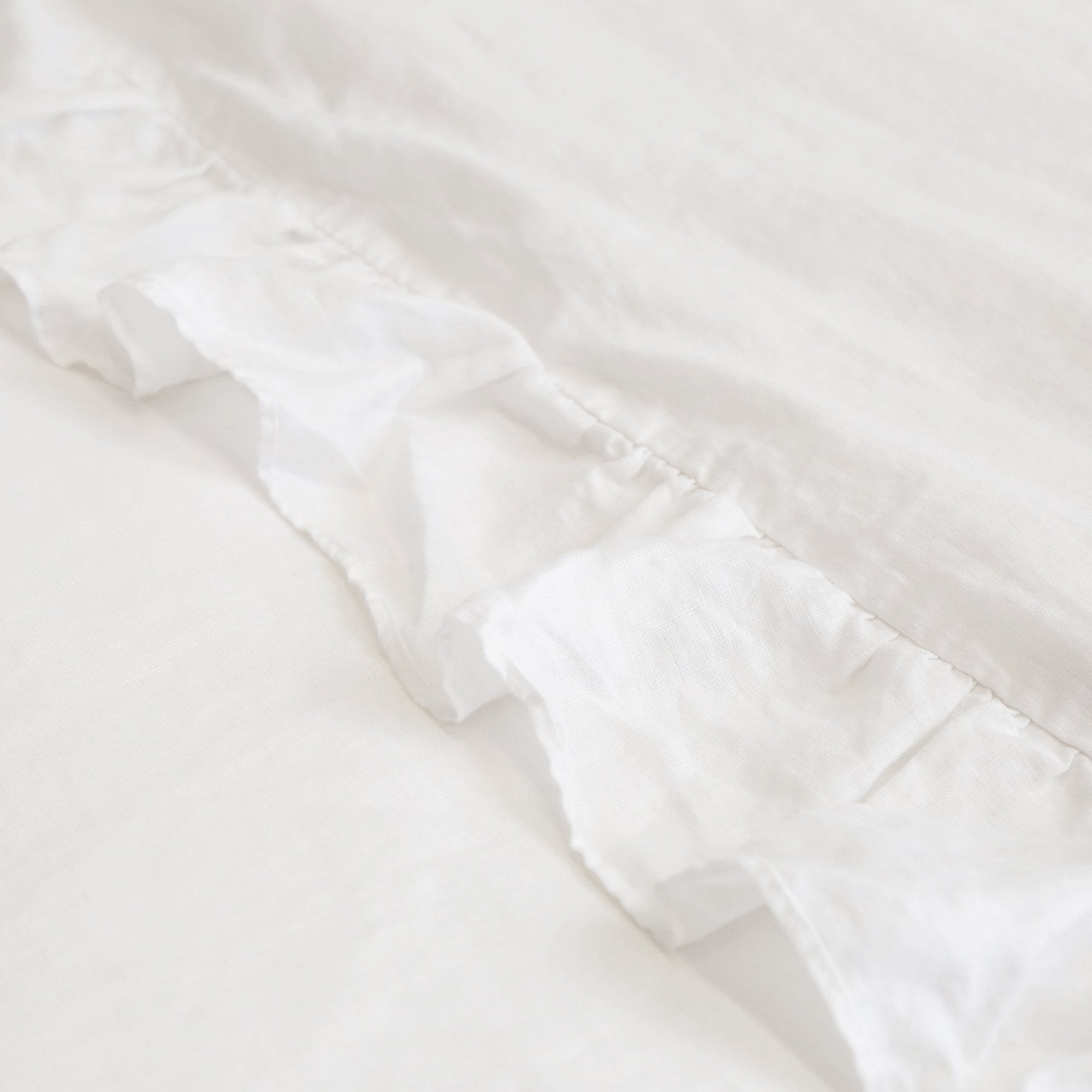 Fig Linens - Pom Pom at Home Bedding - Charlie White Linen Bedding with Ruffles