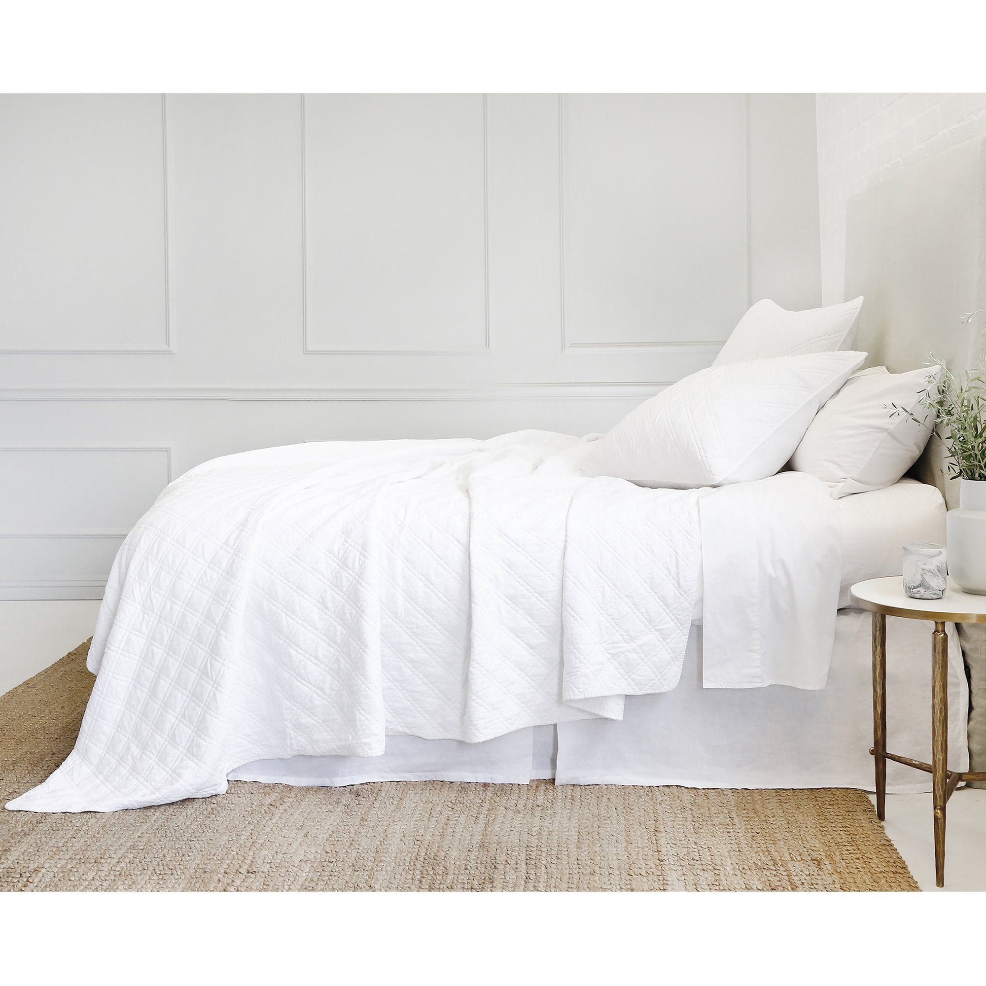 Fig Linens - Pom Pom at Home Bedding - Brussels White Coverlet and Shams