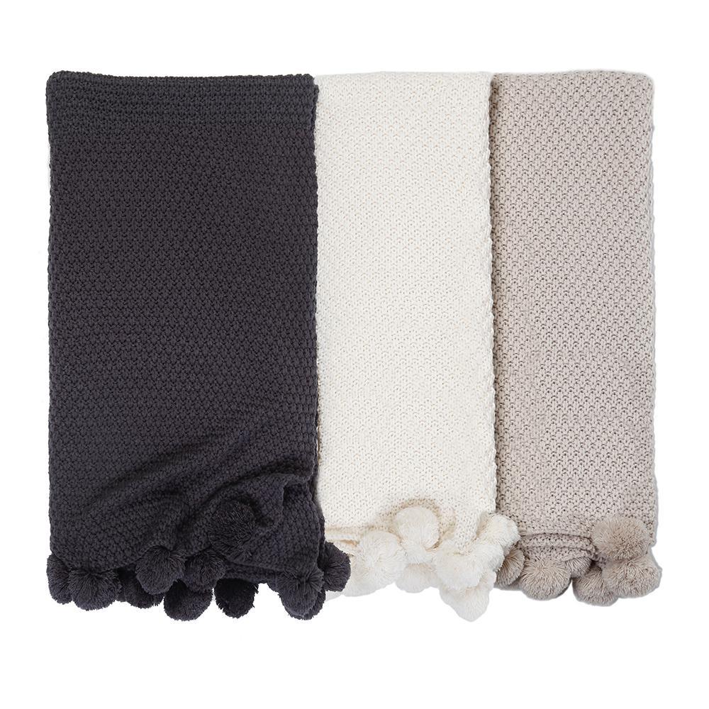 Pom Pom at Home - Riley Taupe Oversized Throw - Fig Linens