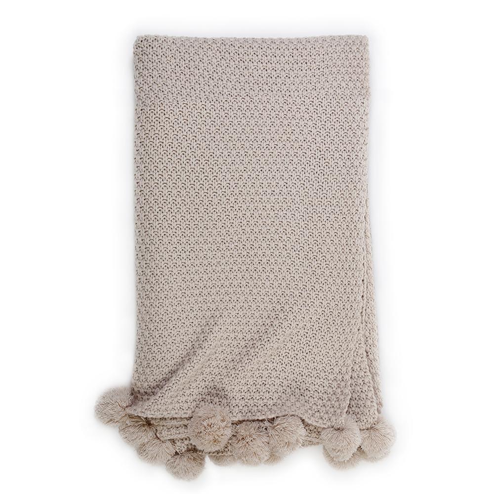 Pom Pom at Home - Riley Taupe Oversized Throw - Fig Linens