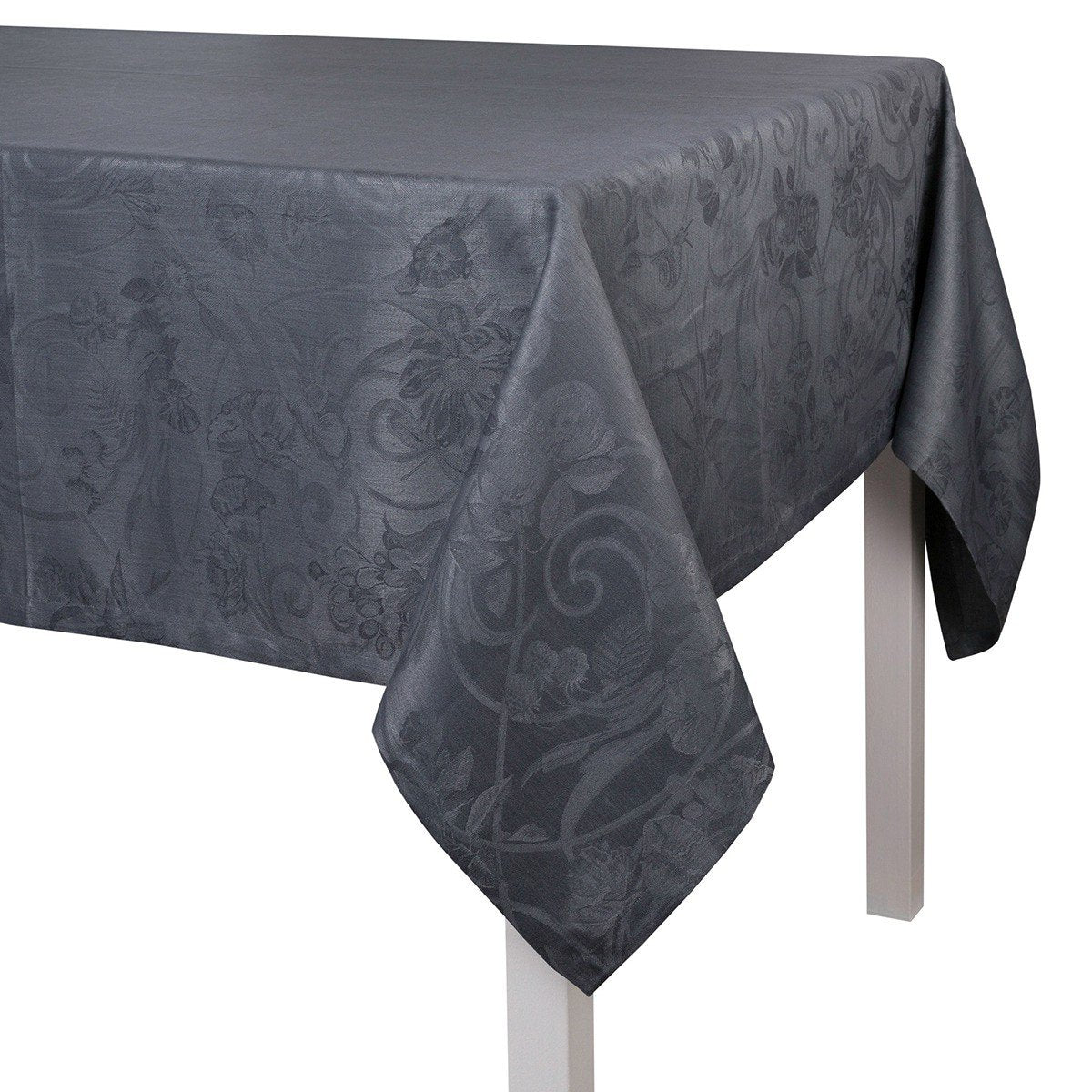 Le Jacquard Français Table Linen Tivoli in Flannel Fig Linens grey tablecloth