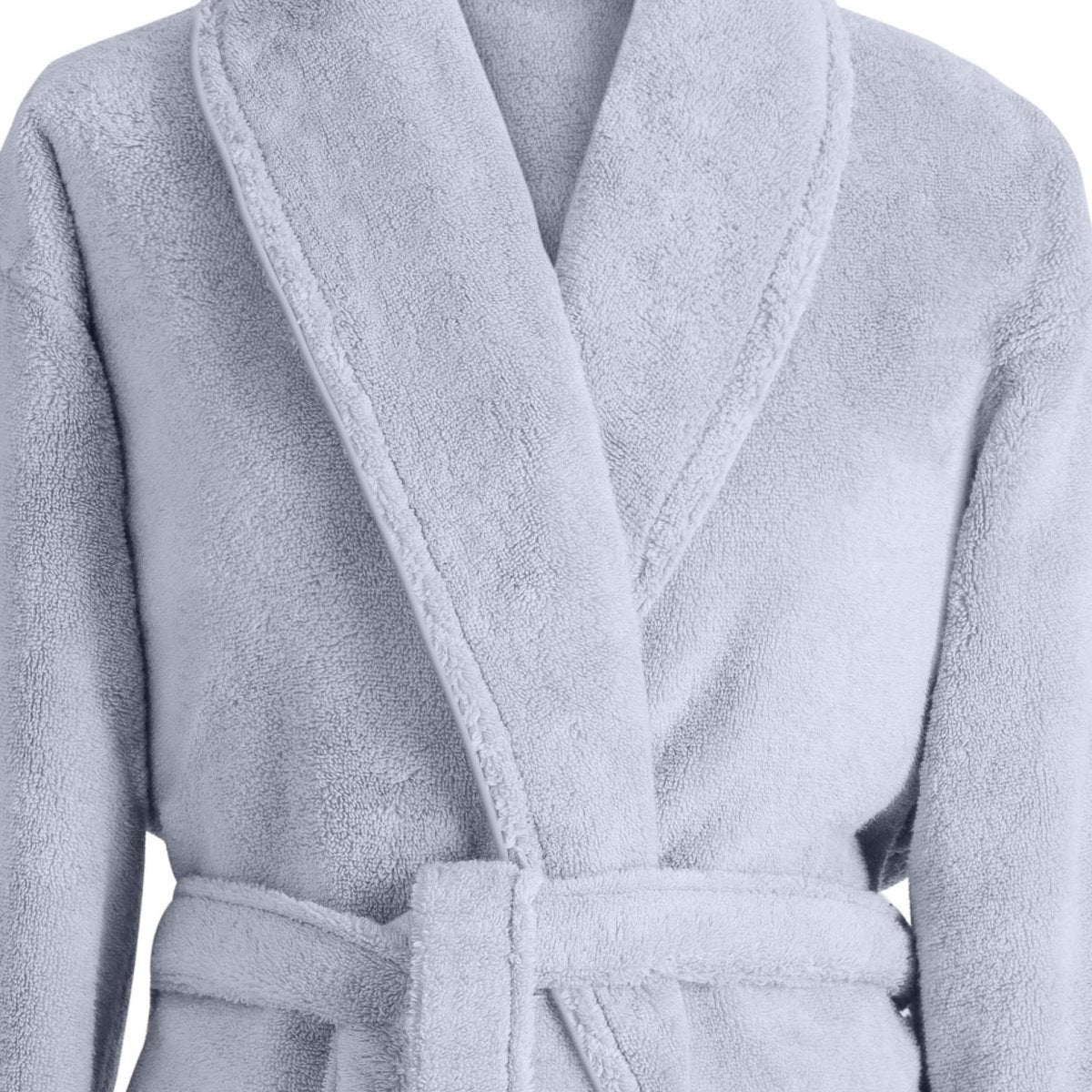 Caresse Cloud Gray Bathrobe by Le Jacquard Français | Fig Linens - Bath Robe collar, belt