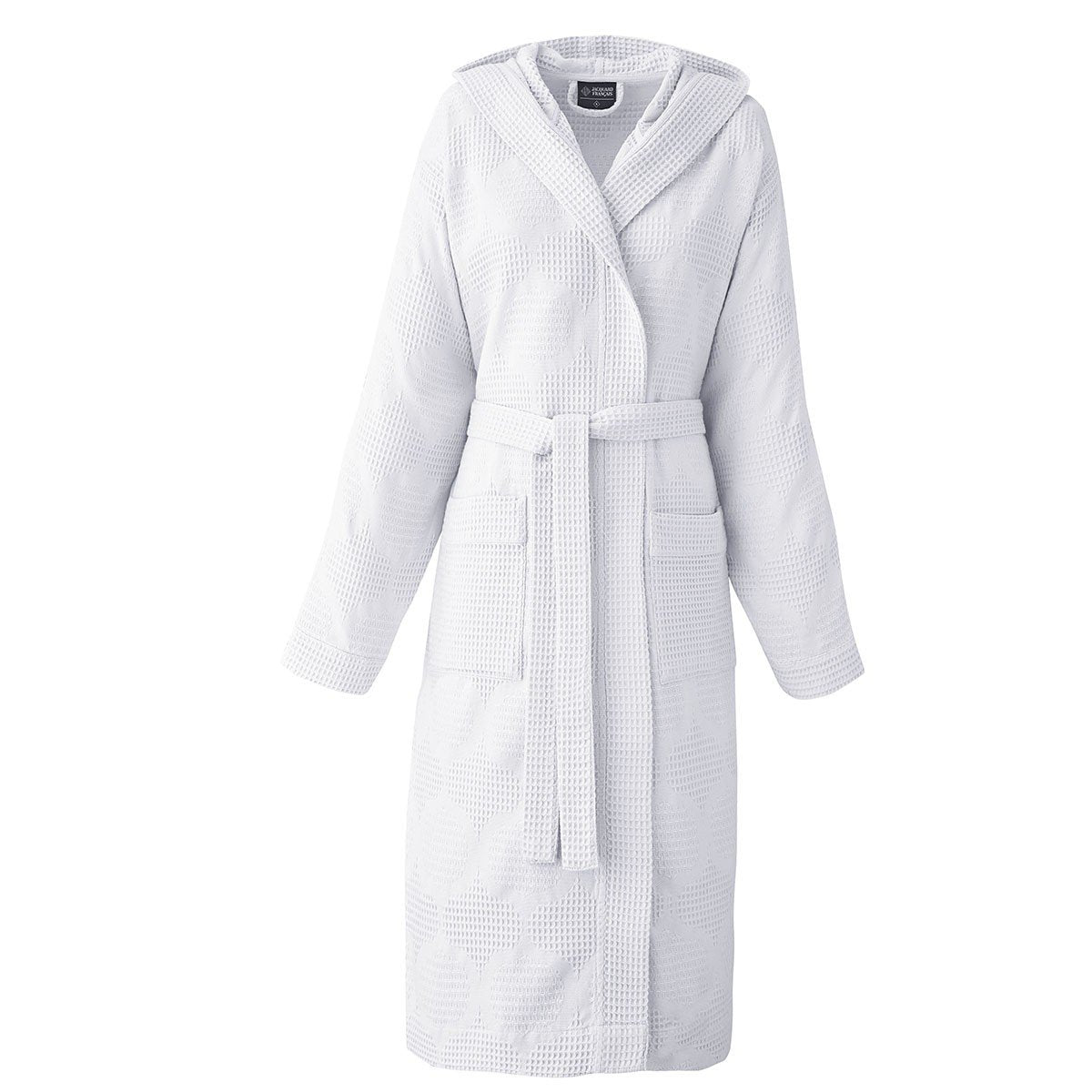 Hera White Bathrobe by Le Jacquard Français | Fig Linens - Hooded bath robe, pockets, belt