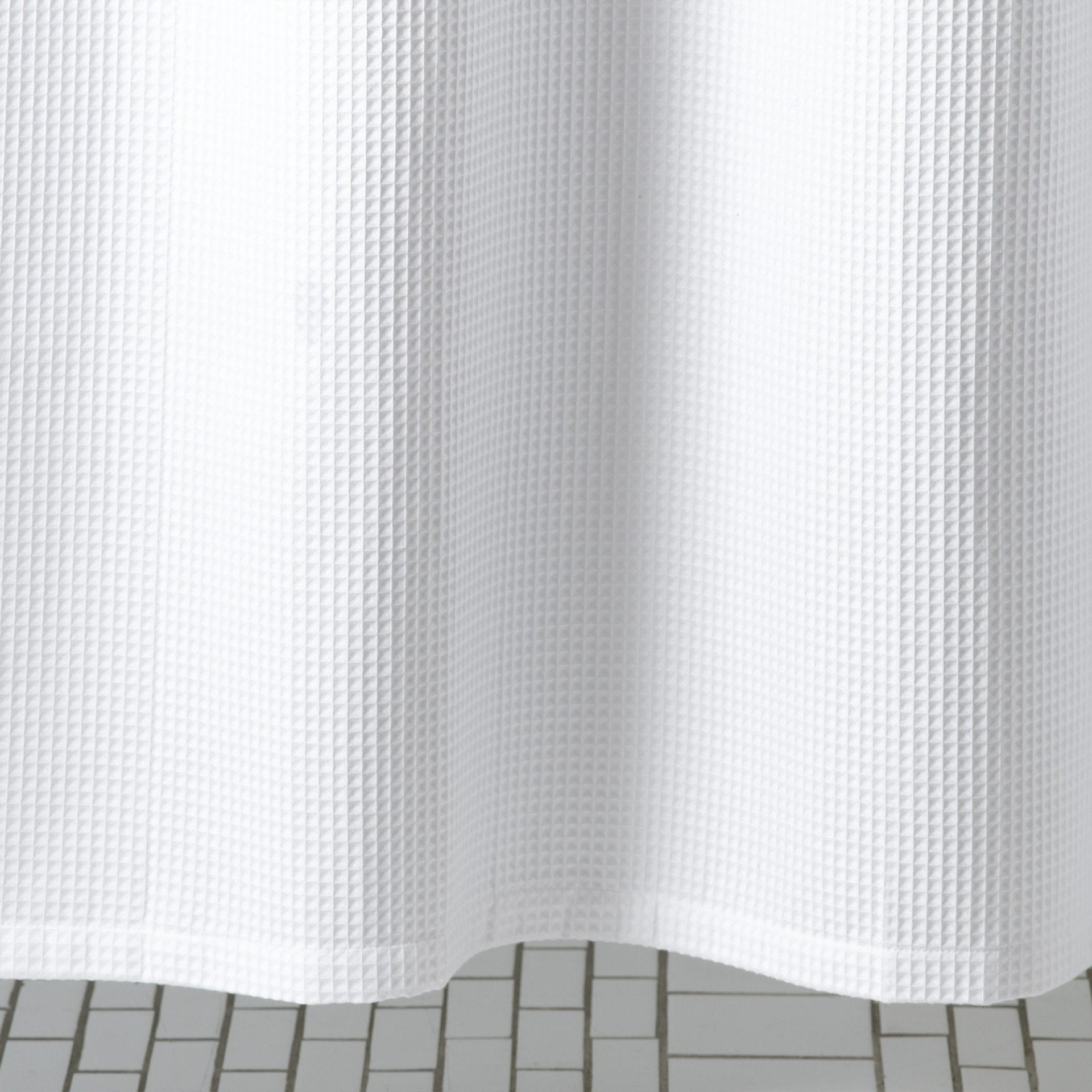 Belgian Waffle White Shower Curtain by Matouk | Fig Linens