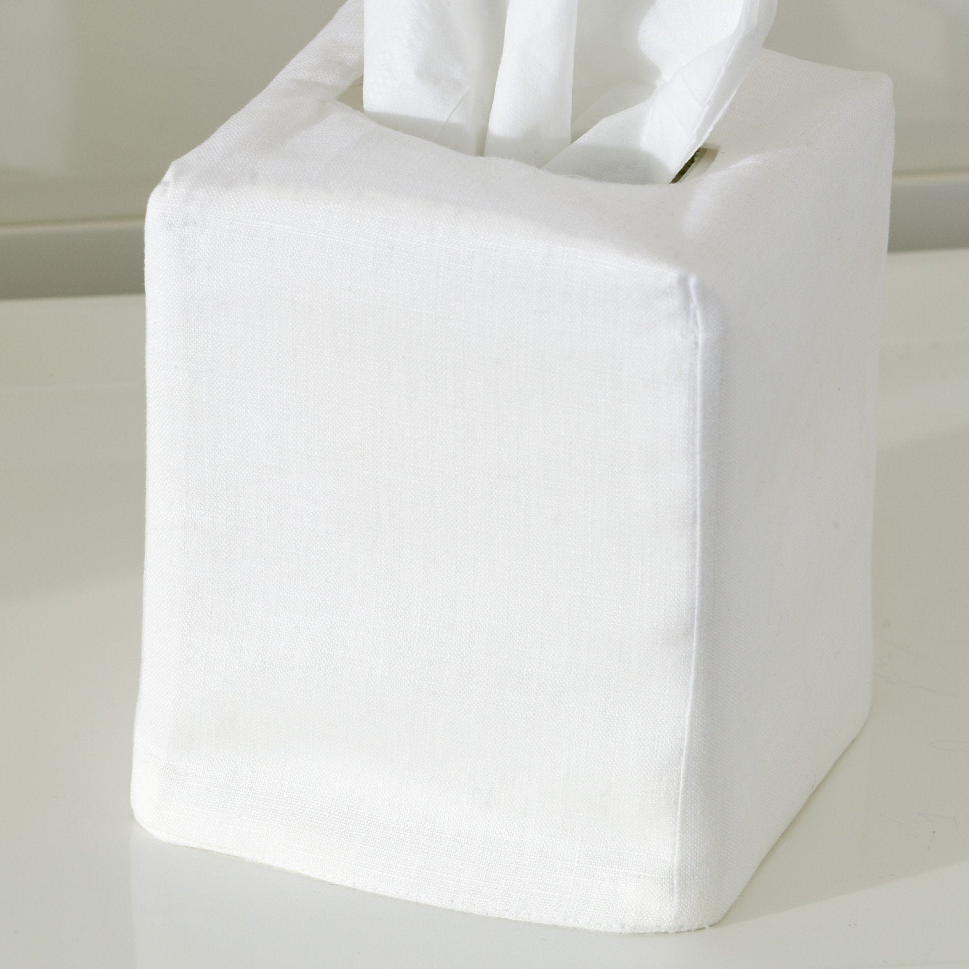 Matouk Plain White Tissue Box Cover | Fig Linens and Home