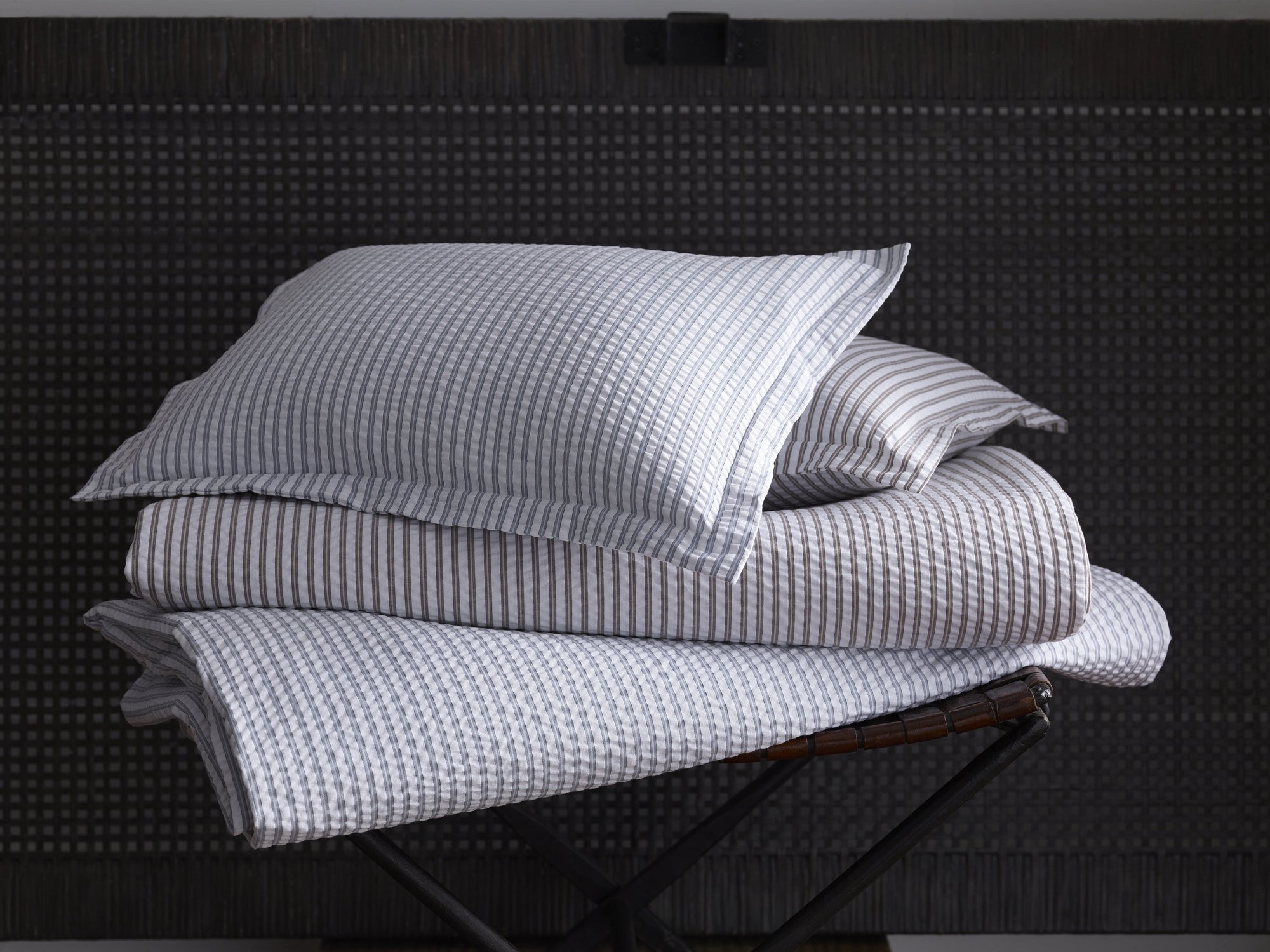 Matteo Luxury Bedding by Matouk - Modern blue bedding with stripes - Fig Linens