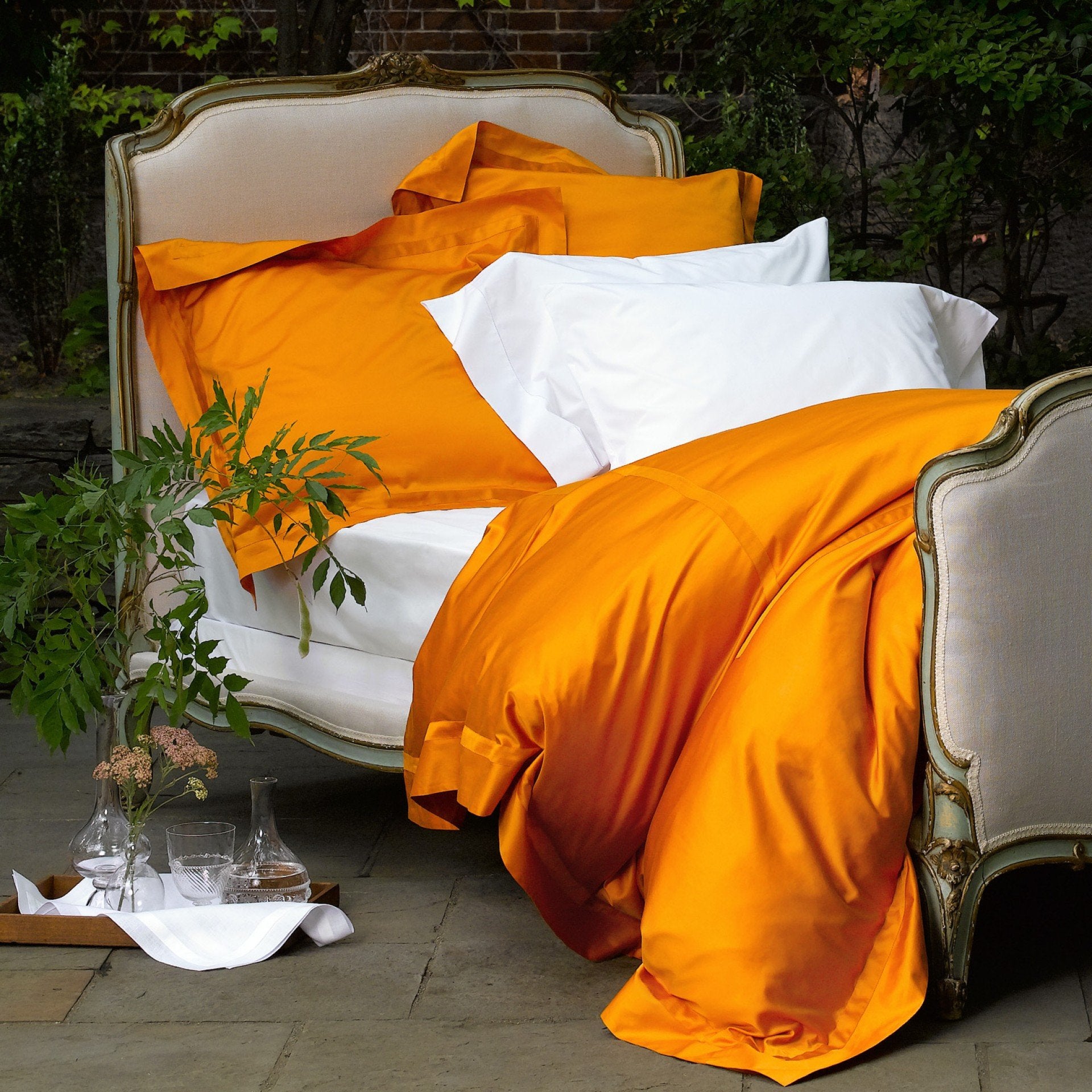 Fig Linens - Nocturne Tangerine Bedding Collection by Matouk - Duvet covers, sheets, shams