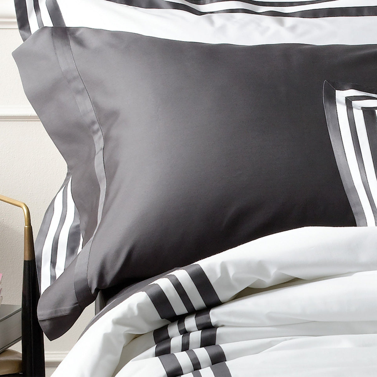 Nocturne Charcoal Flat Sheets &amp; Cases by Matouk | Fig Linens and Home