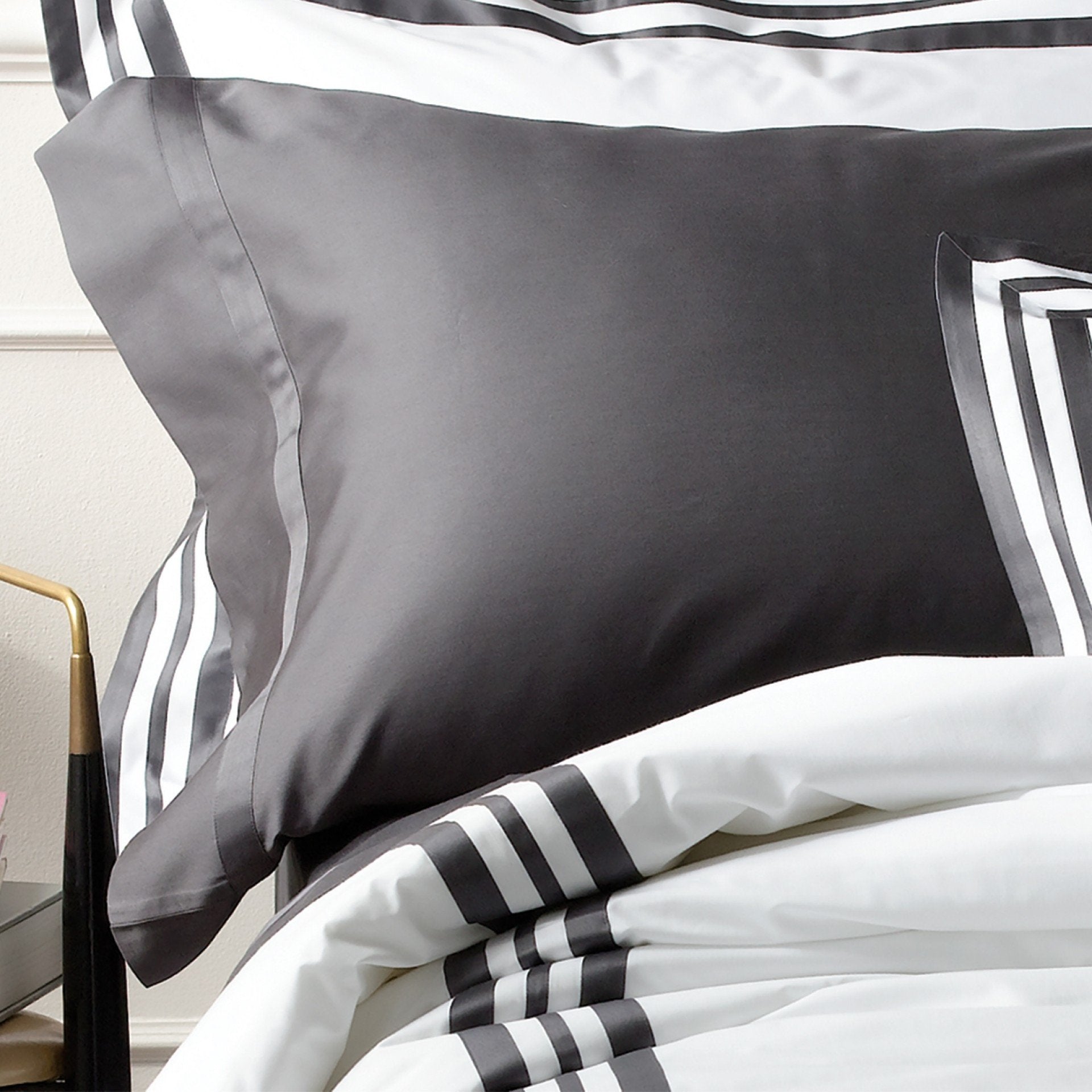 Nocturne Charcoal Flat Sheets & Cases by Matouk | Fig Linens and Home