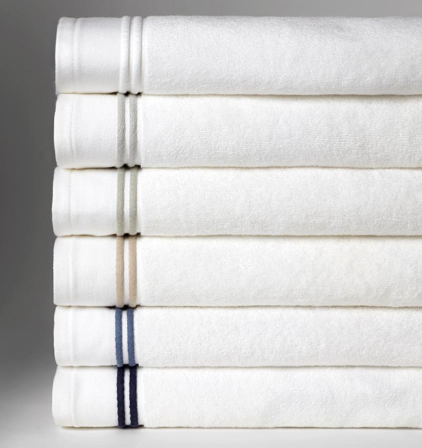 Aura Bath Towels by Sferra | Fig Linens - White towels with embroidery