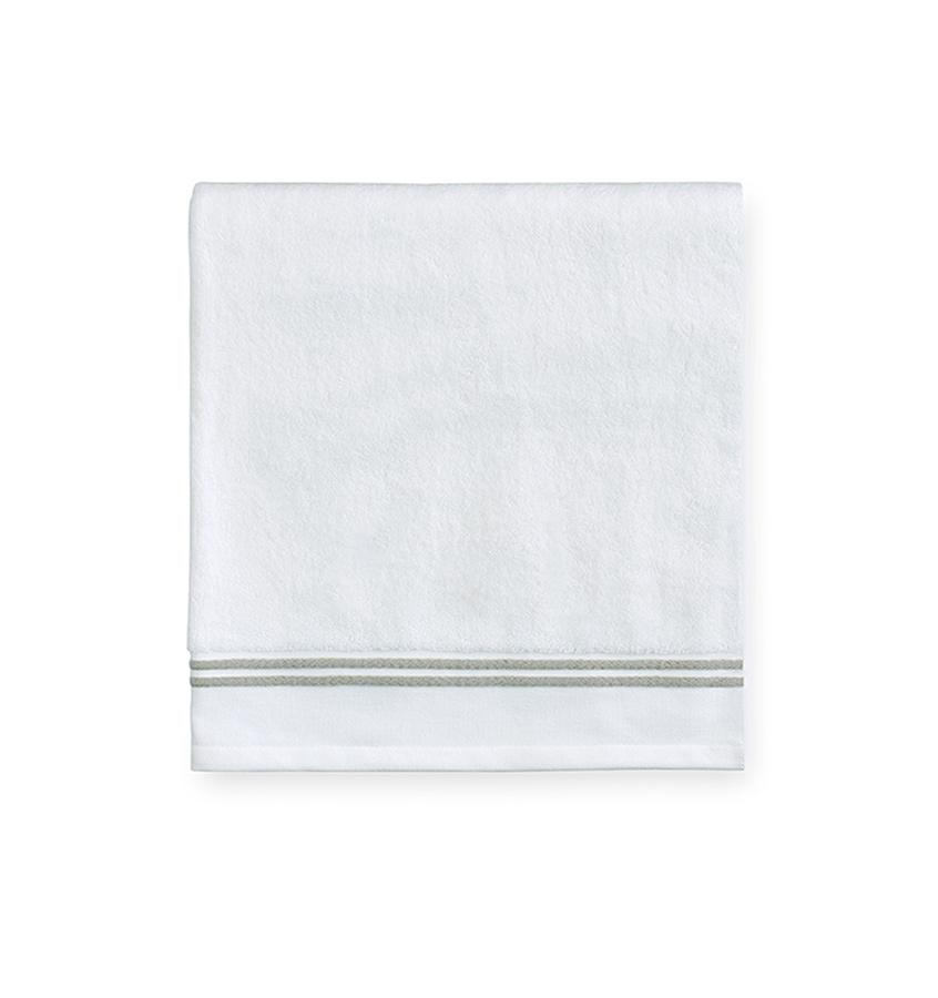 White bath towels with green border - Aura Celadon by Sferra - Fig Linens 