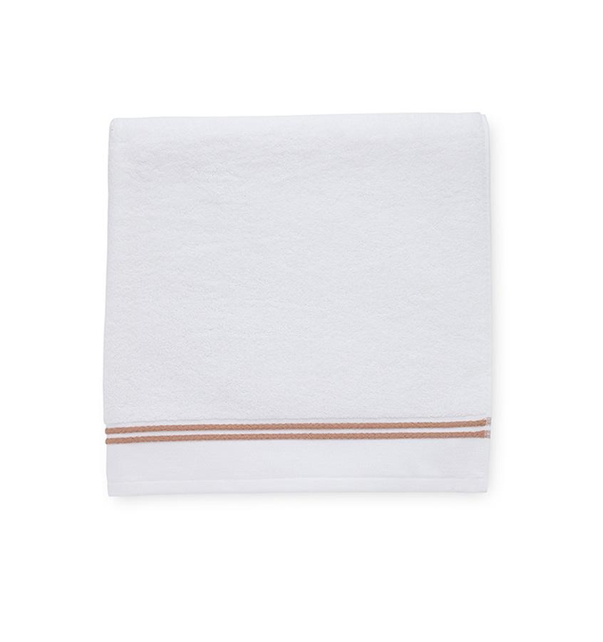 White cotton towels with copper border - Aura Bath Towels by Sferra - Fig Linens