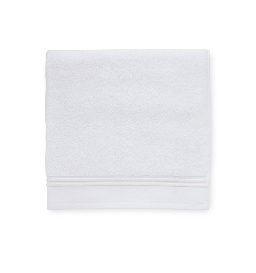 Aura bath towels by Sferra - White Towel with Ivory stripe - Fig Linens