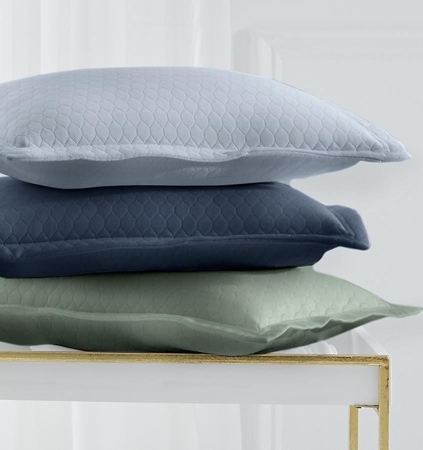 Fig Linens - Favo Seagreen Bedding Collection by Sferra - Shams