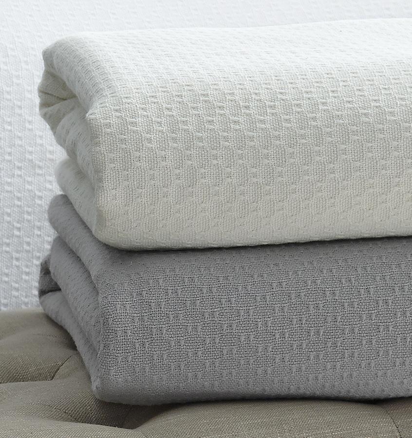 Corino Silver Cotton Blanket by Sferra | Fig Linens and Home - Gray blanket