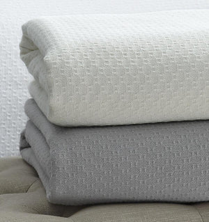 Corino Silver Cotton Blanket by Sferra | Fig Linens and Home