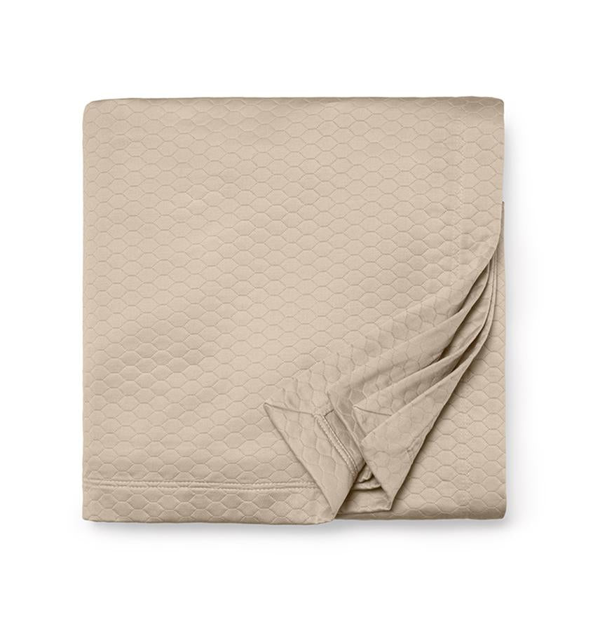 Fig Linens - Favo Latte Bedding Collection by Sferra - Beige coverlet 