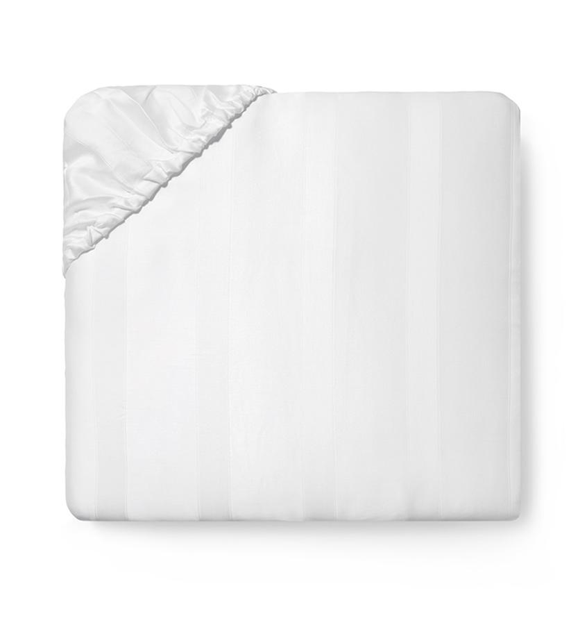 Fig Linens - Sferra Giza 45 Stripe White Fitted Sheet