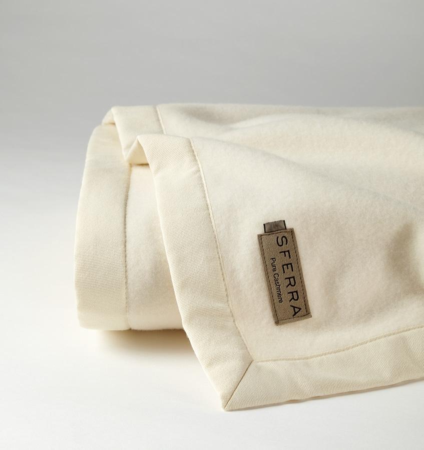 Savoy Cashmere Blanket by Sferra | Fig Linens - Ivory blanket