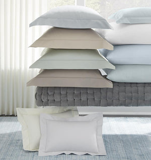 Celeste Aquamarine Bedding Collection by Sferra Fine Linens - Stacked with all Pillowcase Colors