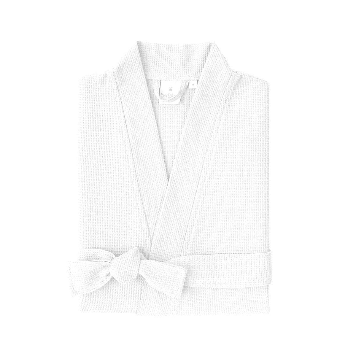 Astreena Blanc Kimono Bathrobe by Yves Delorme | Fig Linens - White unisex kimono robe