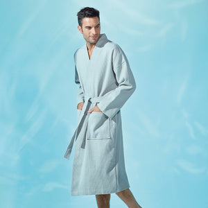 Astreena Pierre Kimono Bathrobe by Yves Delorme | Fig Linens - unisex bath robe with belt