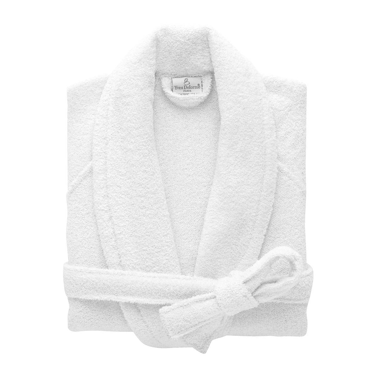 Etoile Blanc White Bathrobe by Yves Delorme | Fig Linens - robe with pockets and belt