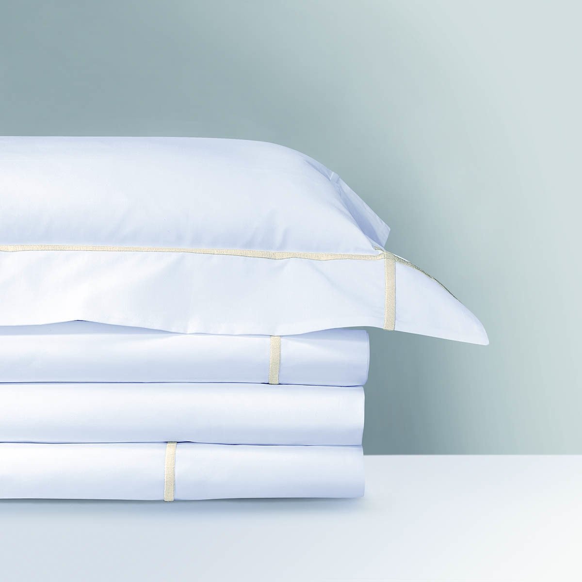 Athena Nacre Bedding Collection by Yves Delorme | Fig Linens - White and ivory, sheets, shams, duvet