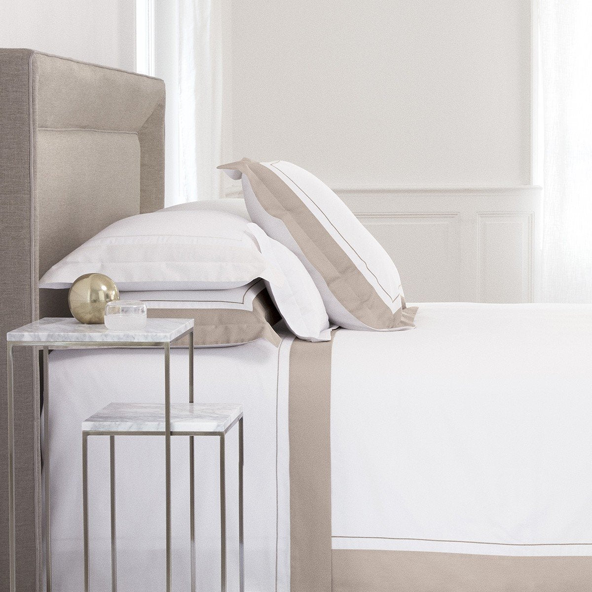 Lutece Pierre Bedding by Yves Delorme | Fig Linens - White, cotton, sheets, shams, duvet cover