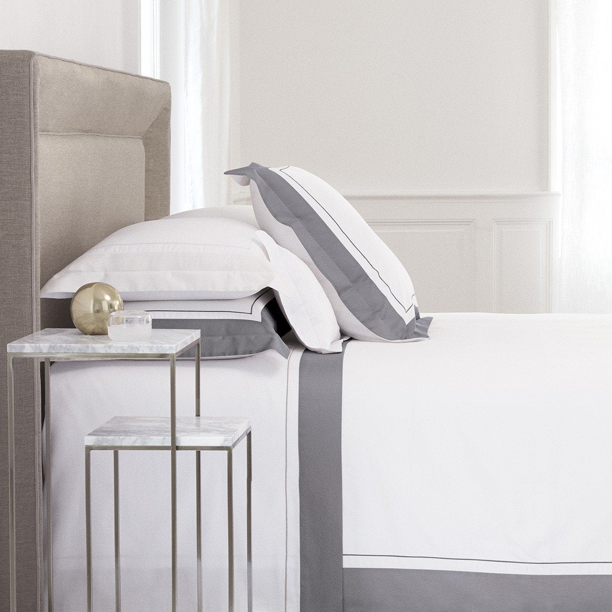 Lutece Platine Bedding by Yves Delorme | Fig Linens - Cotton, duvet cover, sheet, sham