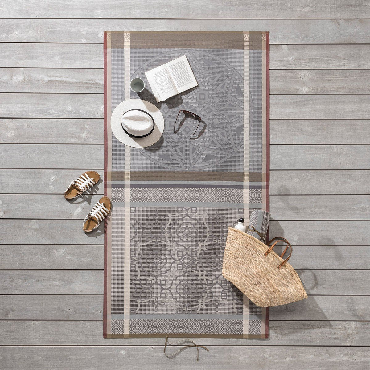 Zellige Beach Towels by Le Jacquard Français Fig Linens Mica Grey