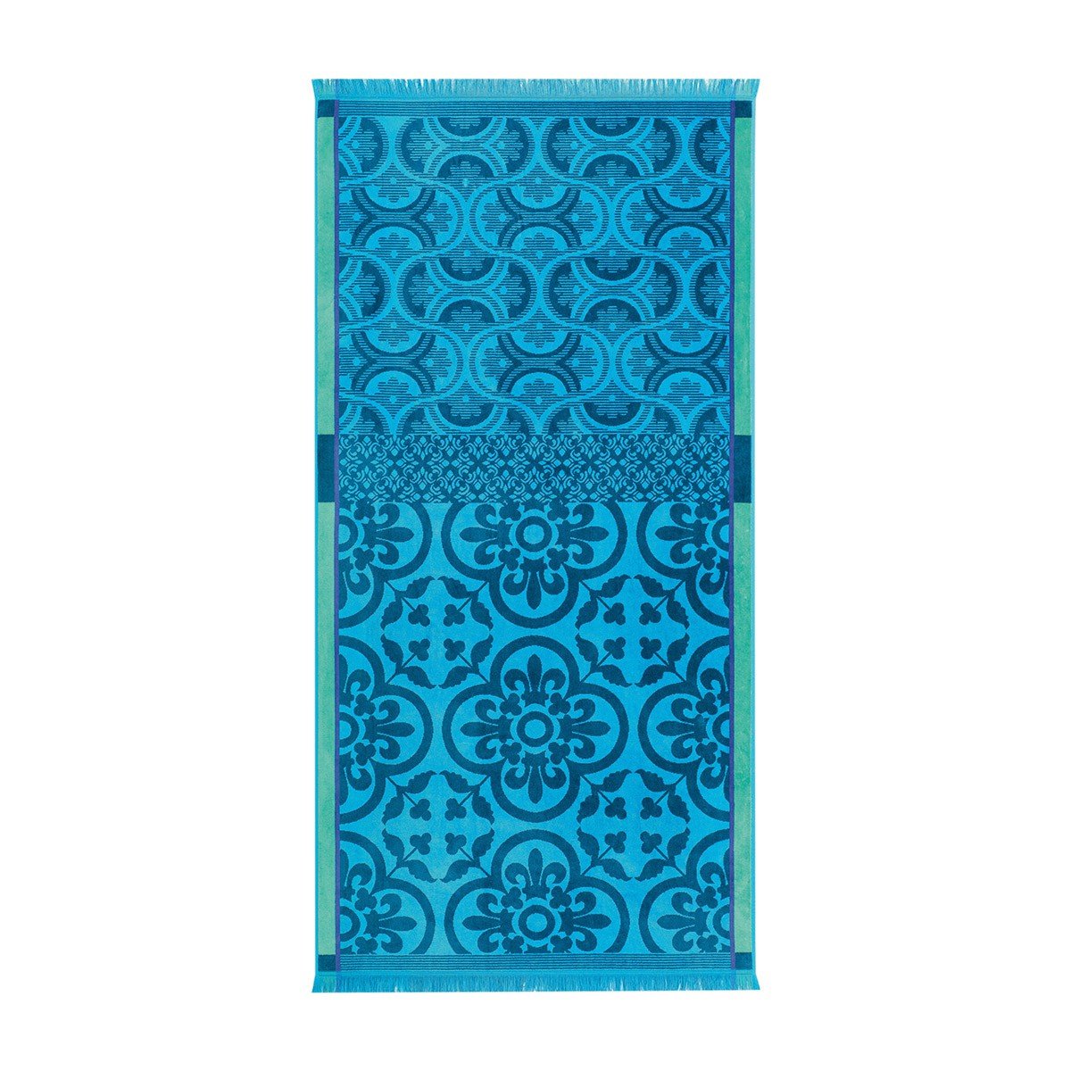 Santorin Beach Towel by Le Jacquard Français Fig Linens Turquoise Blue