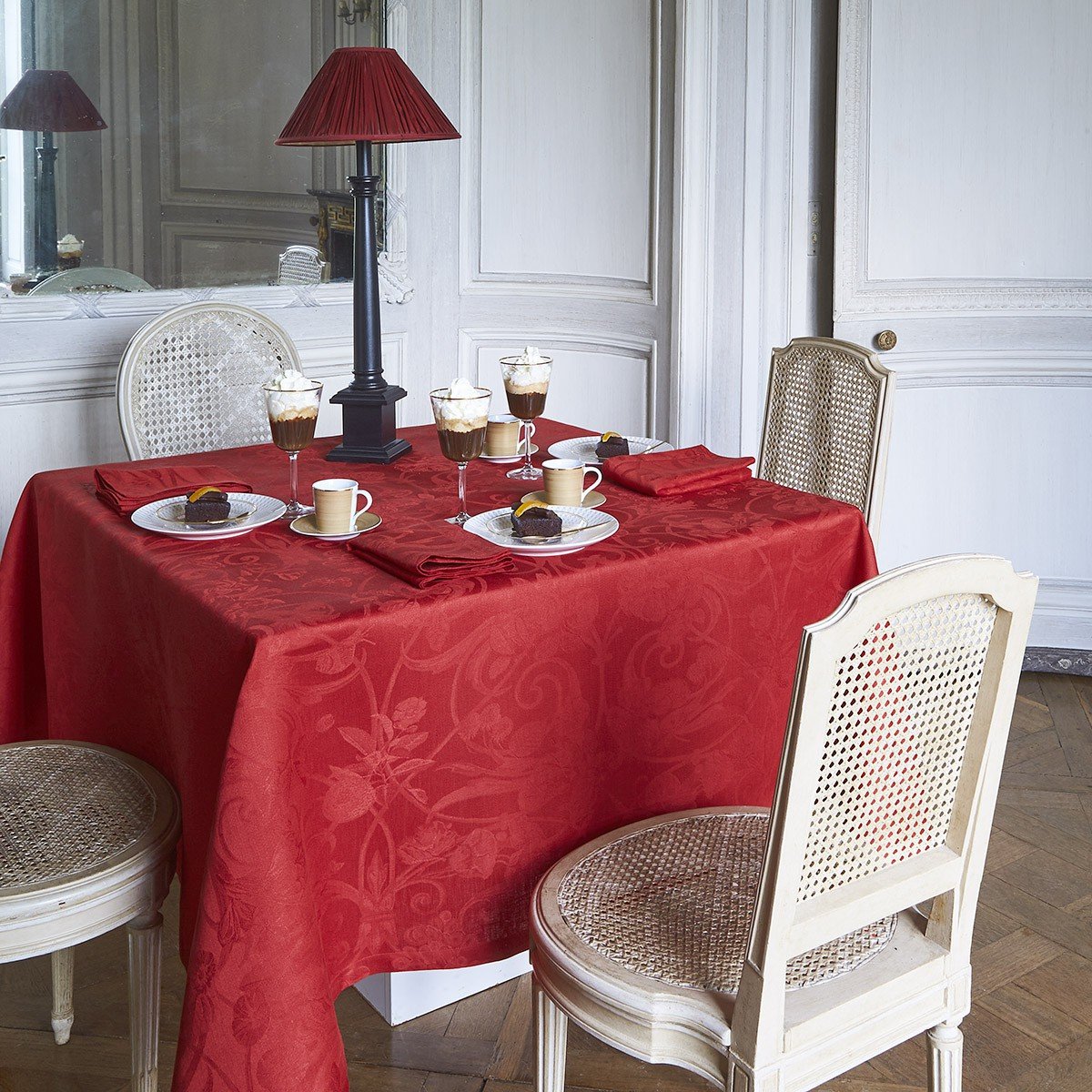 Le Jacquard Français Table Linen Tivoli in Velvet Red Fig Linens Tablecloth