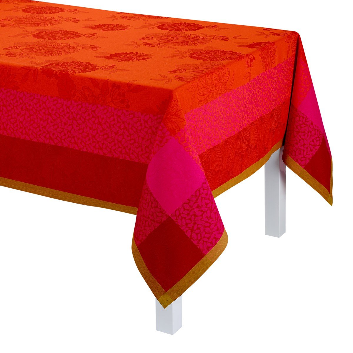 Le Jacquard Français Table Linen Parfums De Bagatelle Fig Linens Red Orange Pink Tablecloth