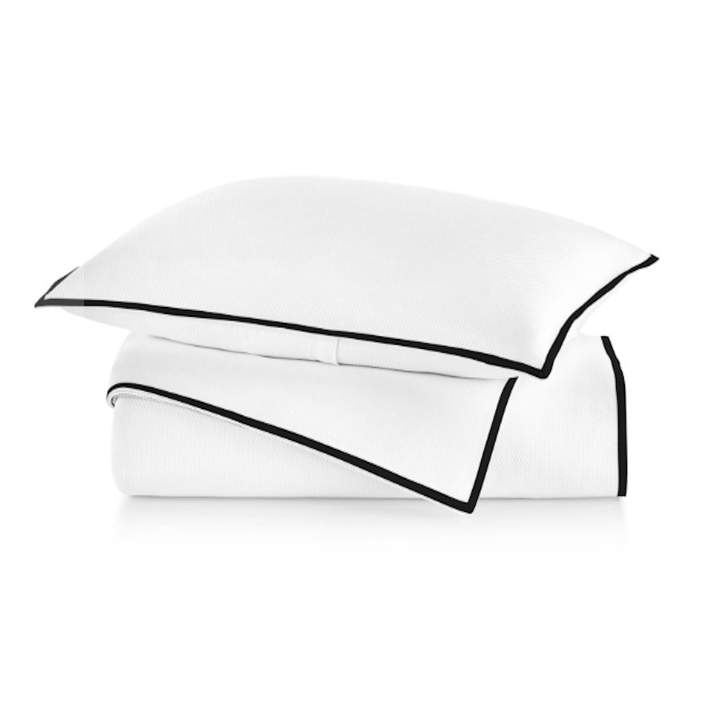 Pique II Duvets in Black by Peacock Alley | Fig Linens