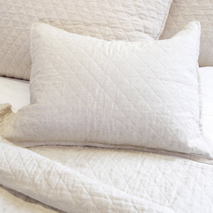 Fig Linens - Pom Pom at Home Bedding - Flax quilted shams