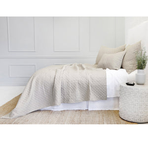 Fig Linens - Pom Pom at Home Bedding - Flax quilted coverlet and shams